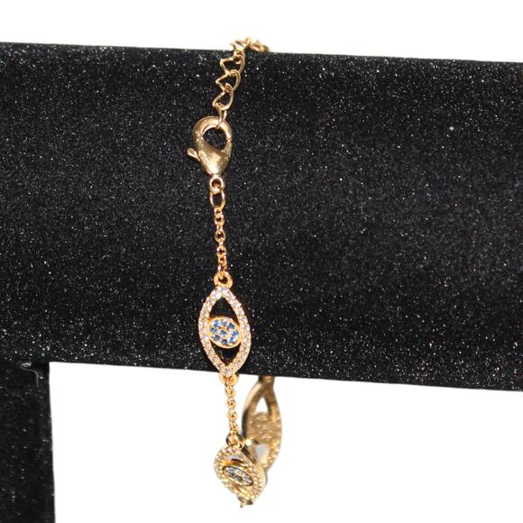 Evil Eye Nazar Bracelet Gold Tone w/ Crystals - Picture 7 of 7